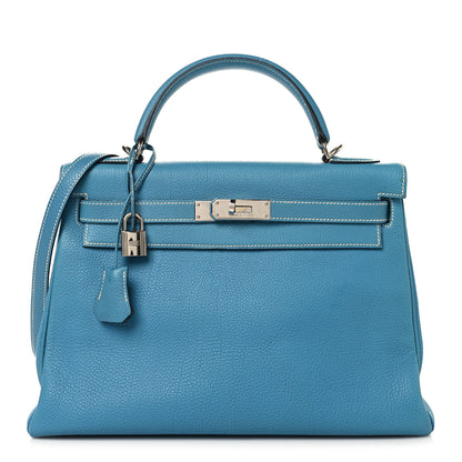 Hermes Togo Kelly Retourne 32 Bleu Jean 1 of 13