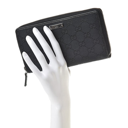 Gucci Monogram Metal Bar Zip Around Wallet Black 2 of 13