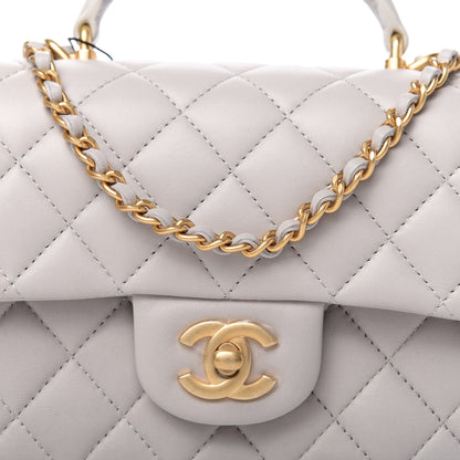 Chanel Lambskin Quilted Mini Top Handle Rectangular Flap Grey 10 of 11