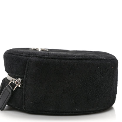 Chanel Suede Quilted Crystal Round Clutch With Logo Chain Black 8 of 10