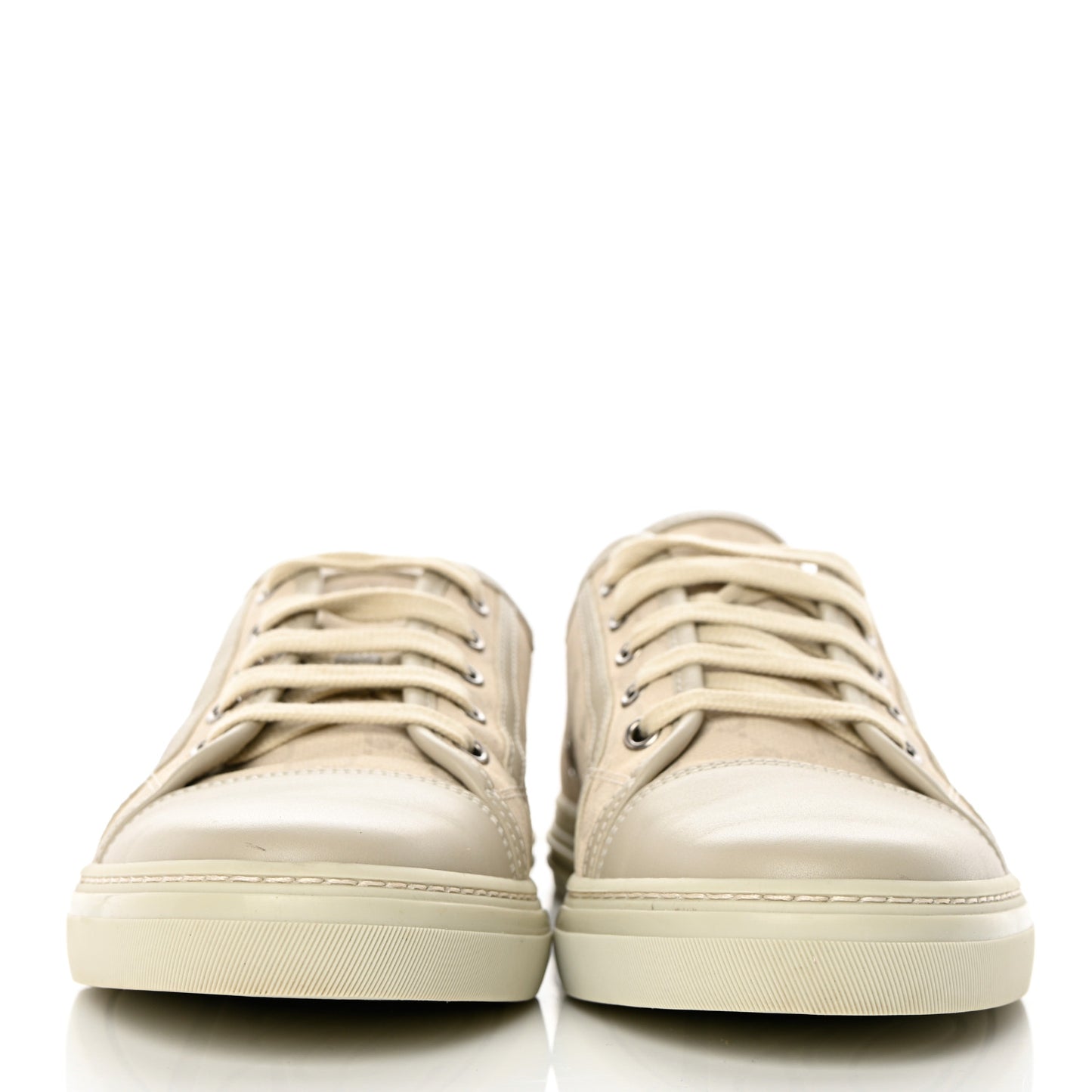 Washed Cotton GG Monogram Calfskin Womens Low Top Sneakers 40 White Mystic White Great White