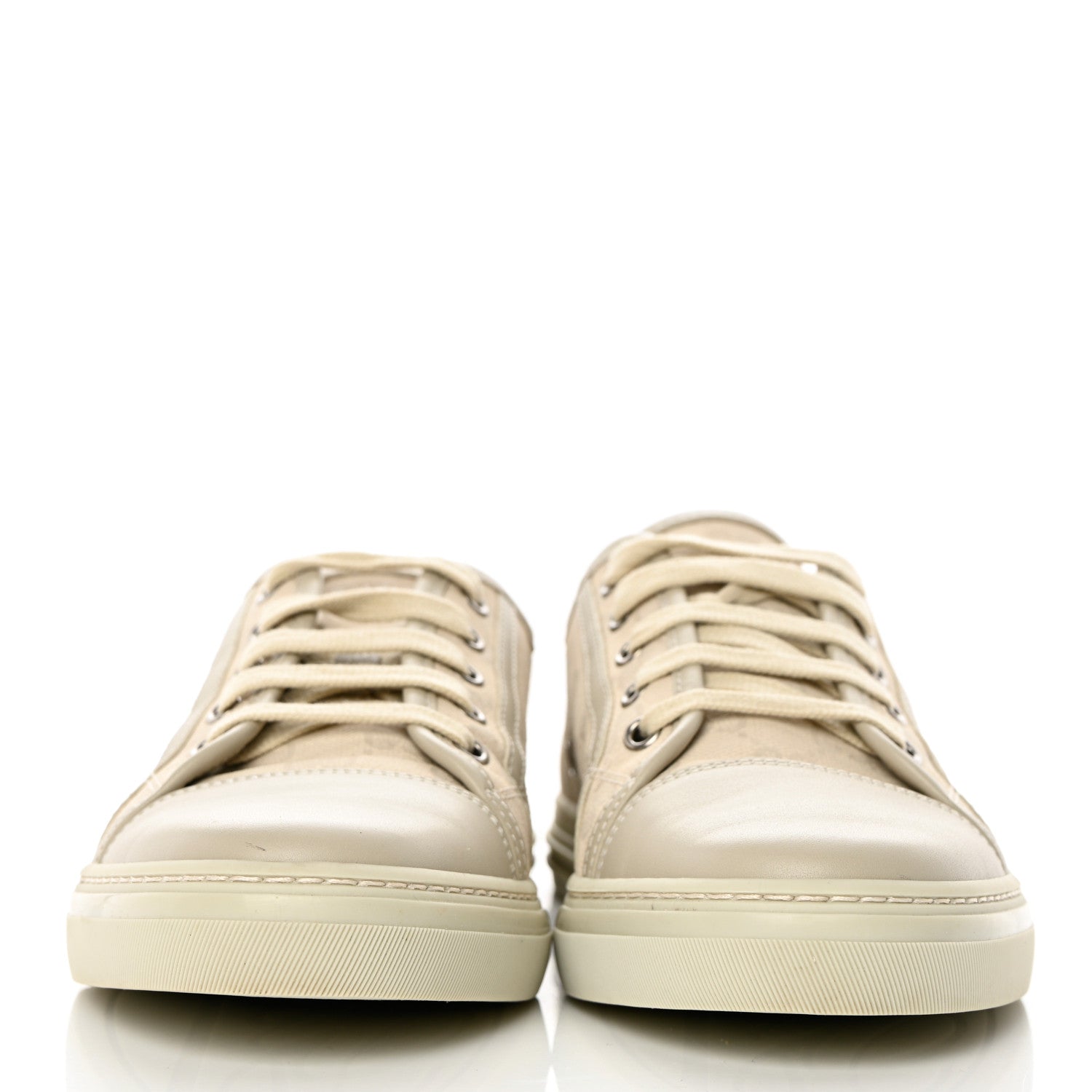 Gucci Washed Cotton GG Monogram Calfskin Womens Low Top Sneakers 40 White Mystic White Great White 3 of 18