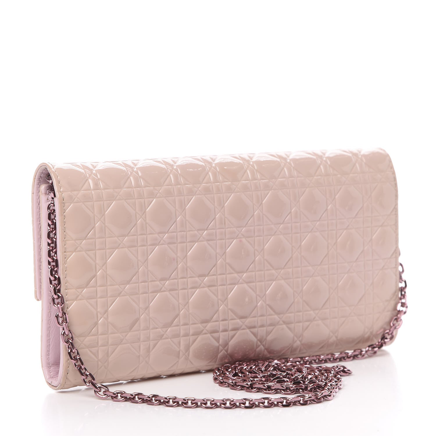 Christian Dior Patent Cannage Rendezvous Chain Wallet Pink 3 of 13