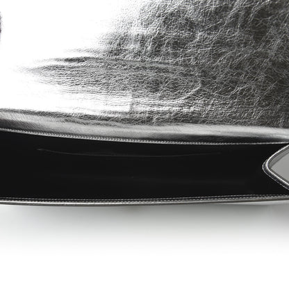 Saint Laurent Metallic Calfskin Monogram Large Belle De Jour Clutch Moon 5 of 10