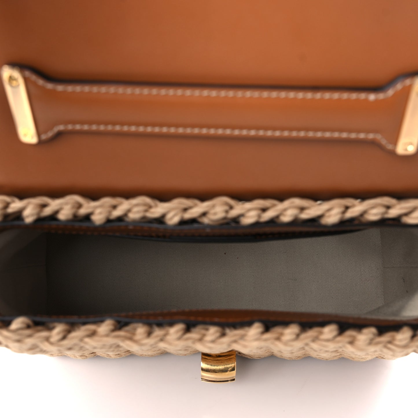 Calfskin Wicker Margot Top Handle Satchel Brown