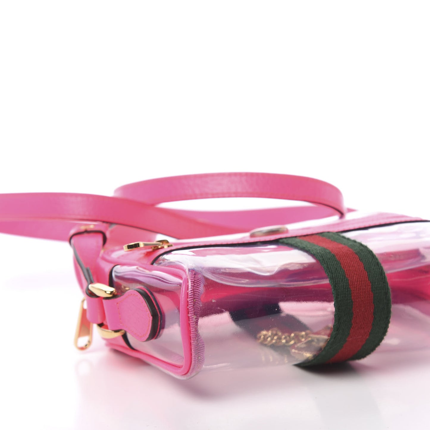 Vinyl Web Mini Ophidia Transparent Shoulder Bag Fluorescent Fuchsia