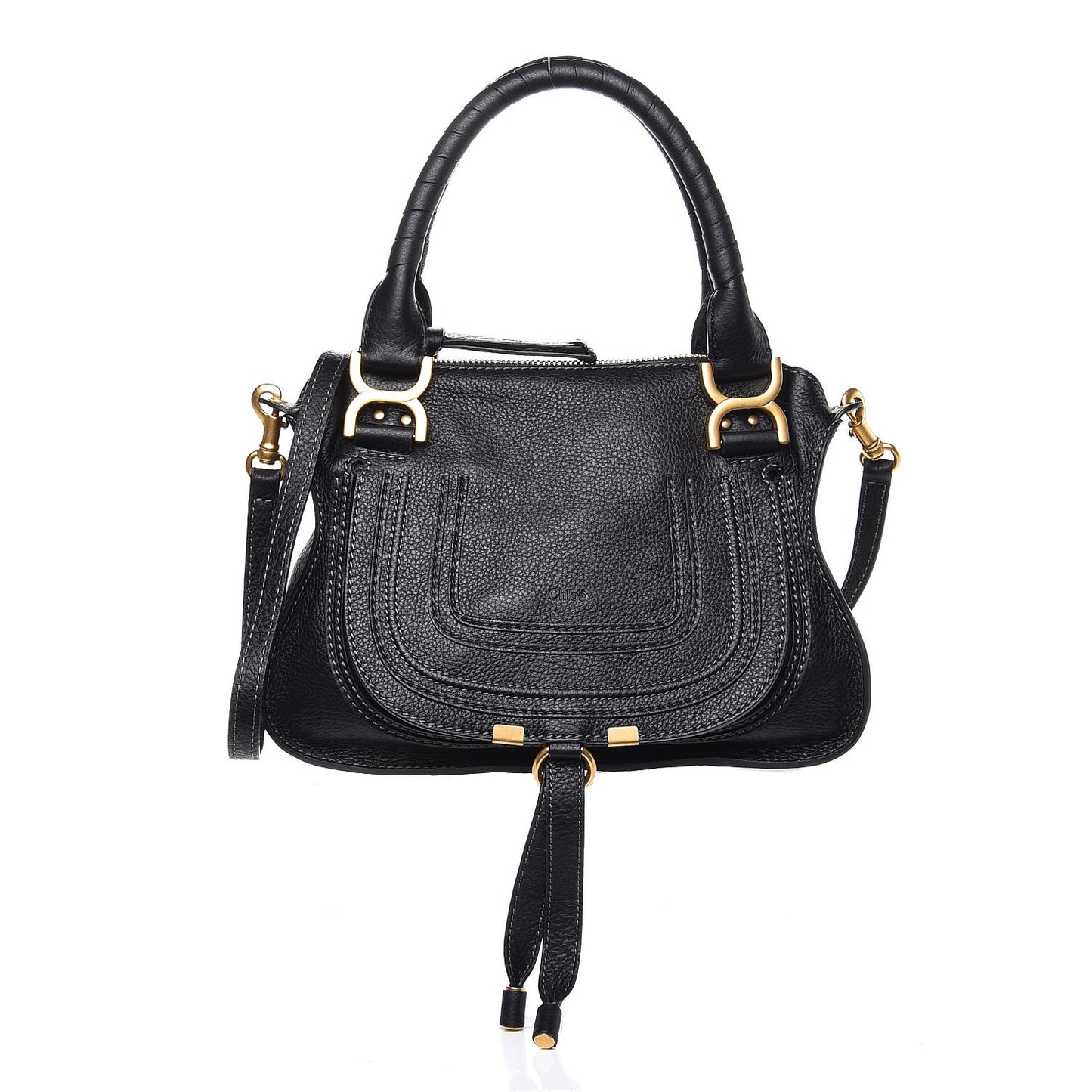 Calfskin Small Marcie Satchel Black
