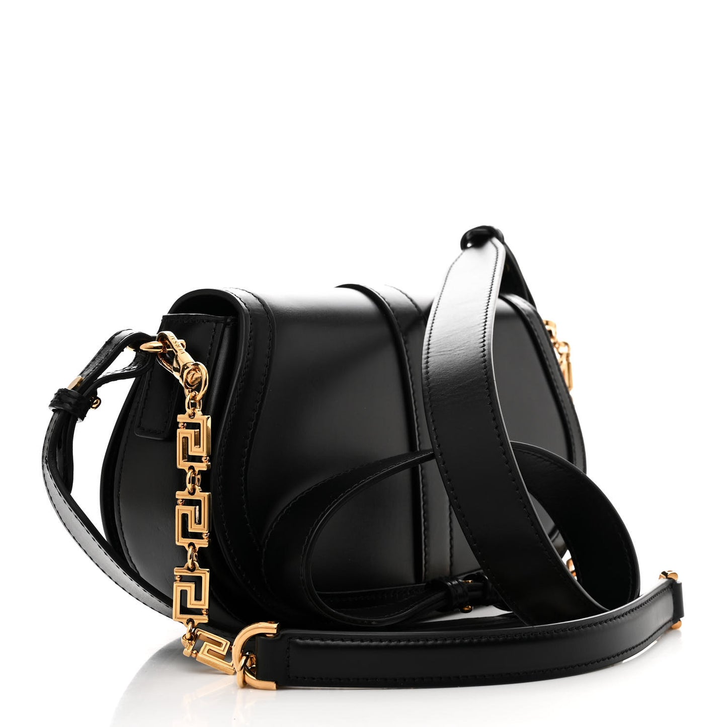 Calfskin Medium Greca Goddess Shoulder Bag Black