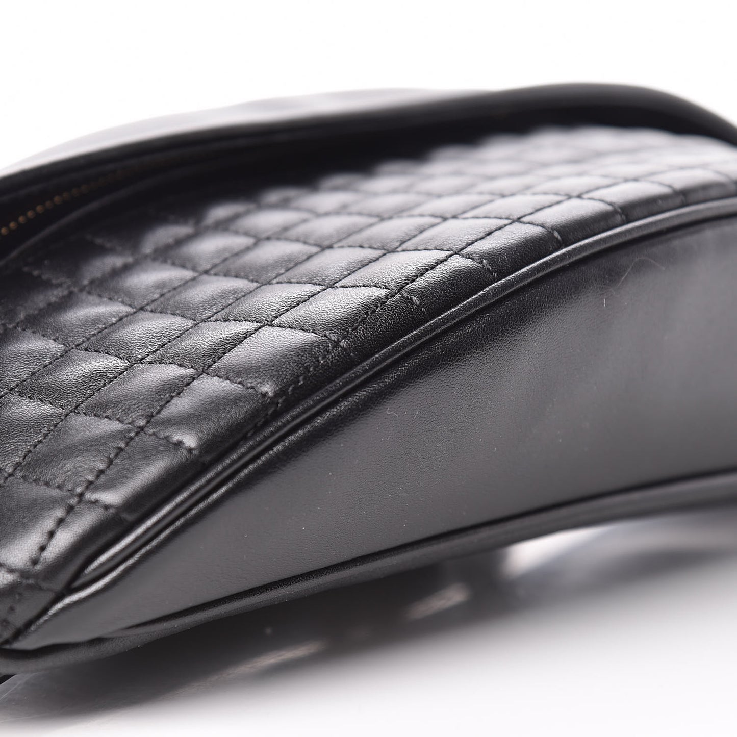 Calfskin Quilted C Charm Belt Bag Black