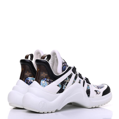 Louis Vuitton Flower Printed Calfskin Monogram LV Archlight Sneakers 39.5 Black Blue 4 of 10