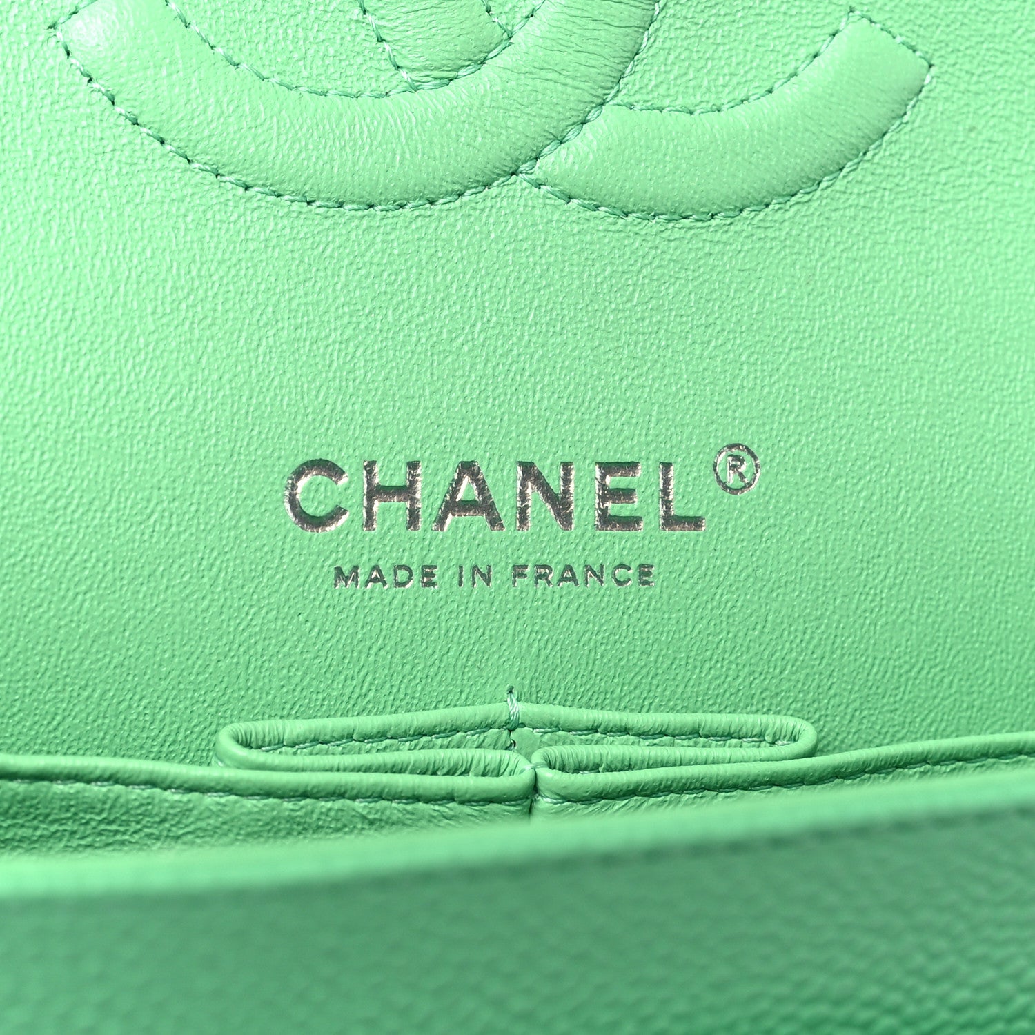 Chanel Caviar Chevron Quilted Medium Double Flap Green 6 of 10