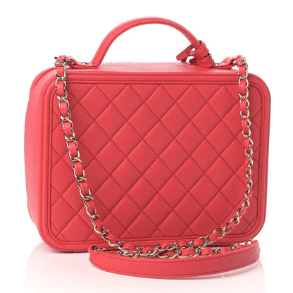 Chanel Caviar Quilted Large CC Filigree Vanity Case Red 3 of 10