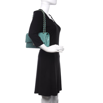 Chanel Iridescent Caviar Quilted Medium Double Flap Green 2 of 12