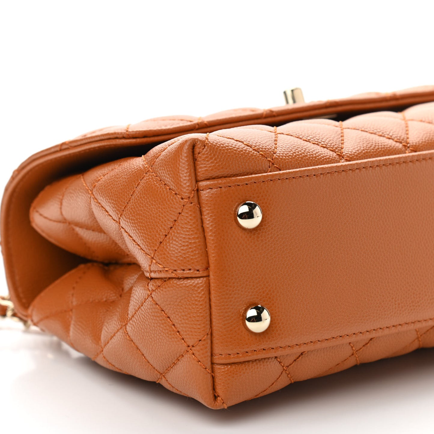 Caviar Quilted Mini Coco Handle Flap Light Brown