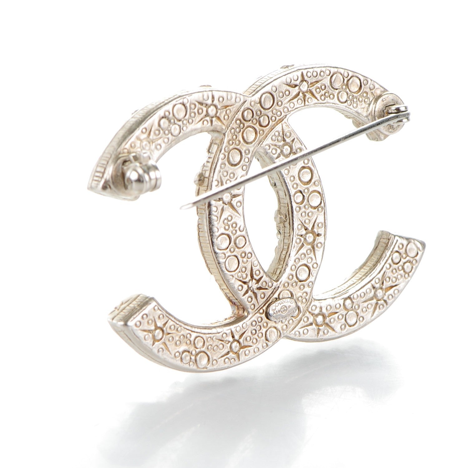 Chanel Crystal CC Brooch Silver 3 of 4