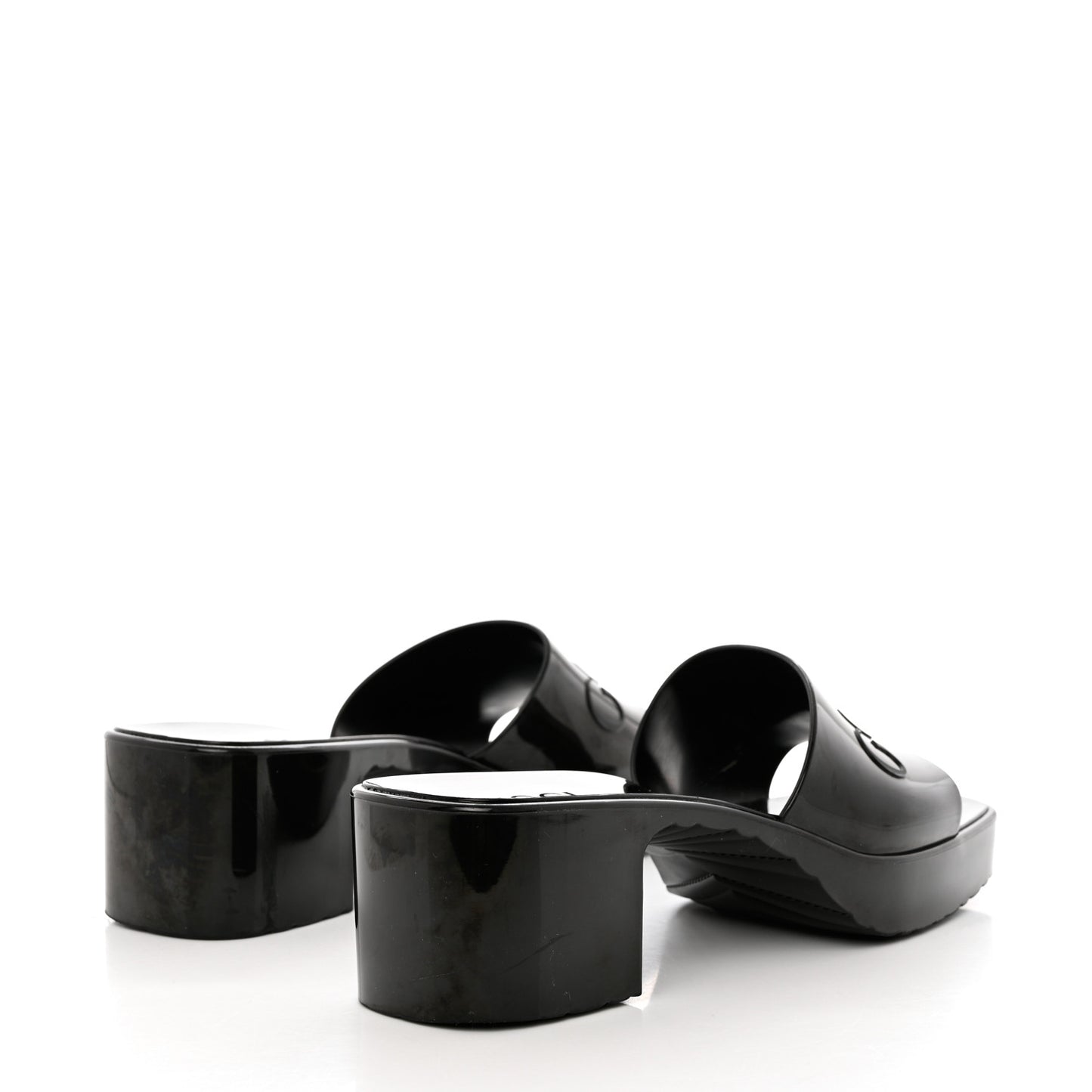 Rubber Gucci Logo Womens Platform 20/60mm Slide Sandals 39 Black