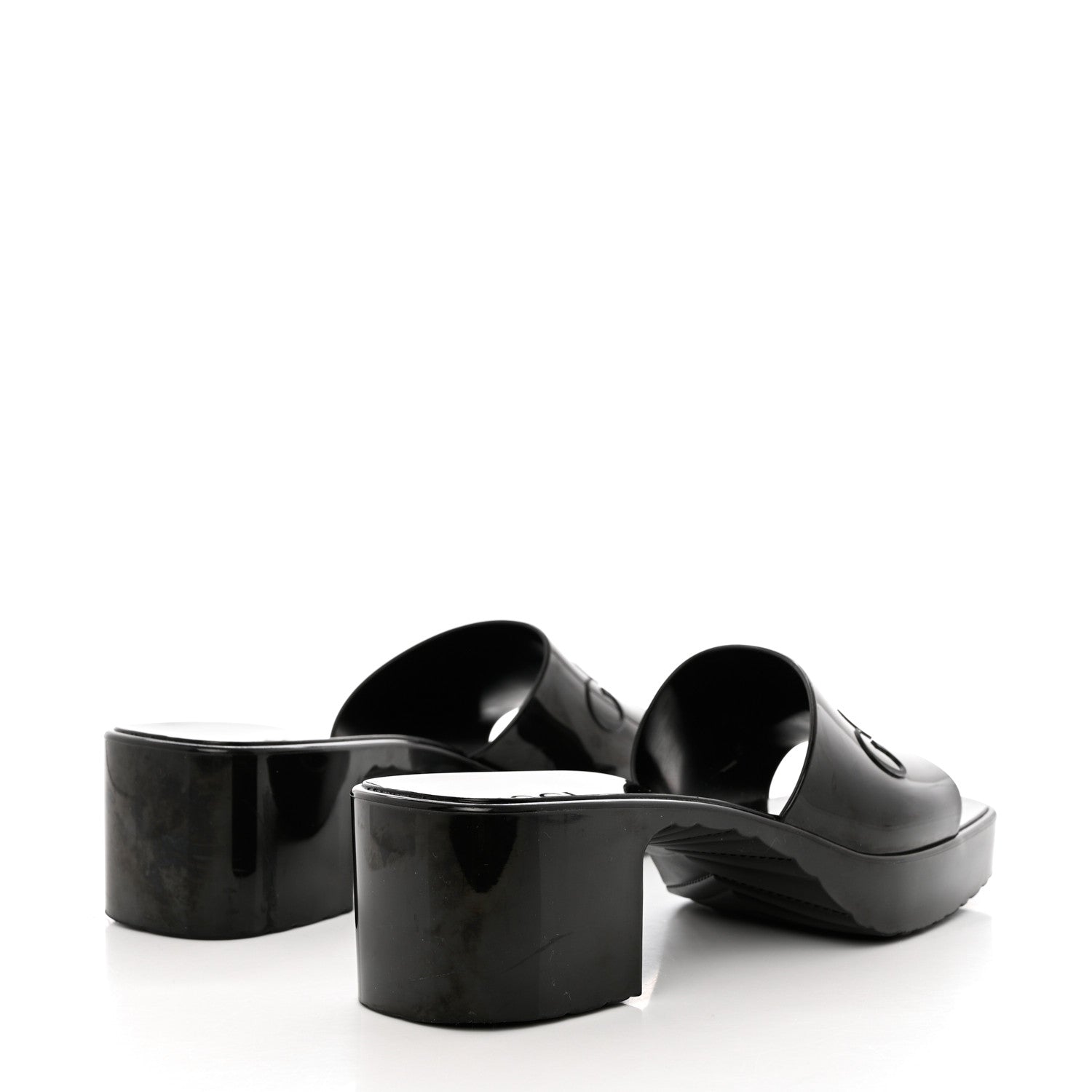 Gucci Rubber Gucci Logo Womens Platform 20/60mm Slide Sandals 39 Black 4 of 11