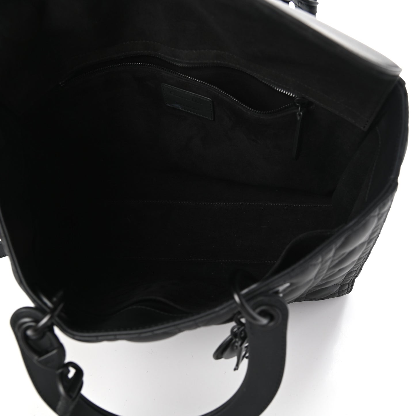 Ultra Matte Calfskin Cannage Large Lady Dior Black
