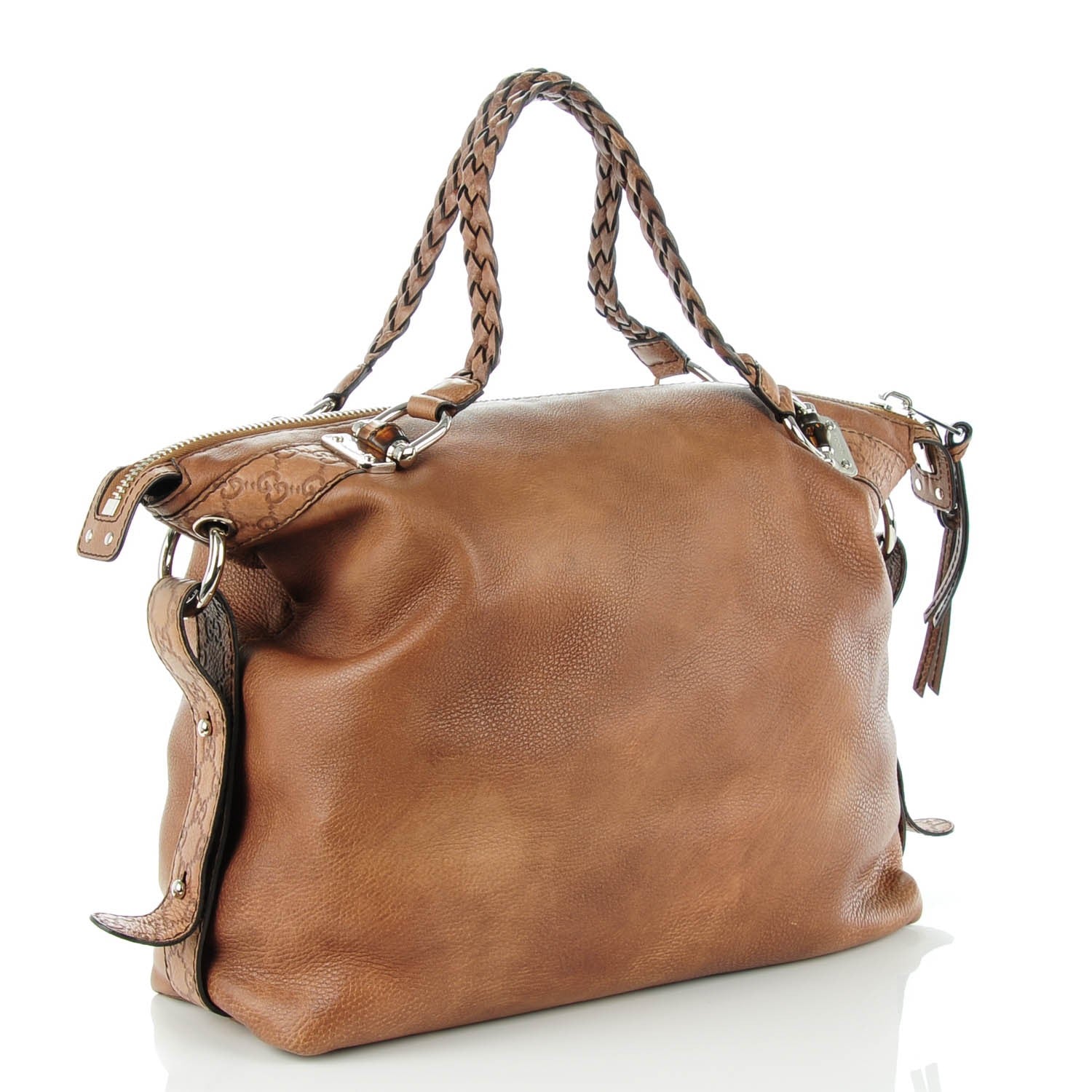 Gucci Calfskin Large Bamboo Bar Shoulder Bag Light Brown 3 of 7