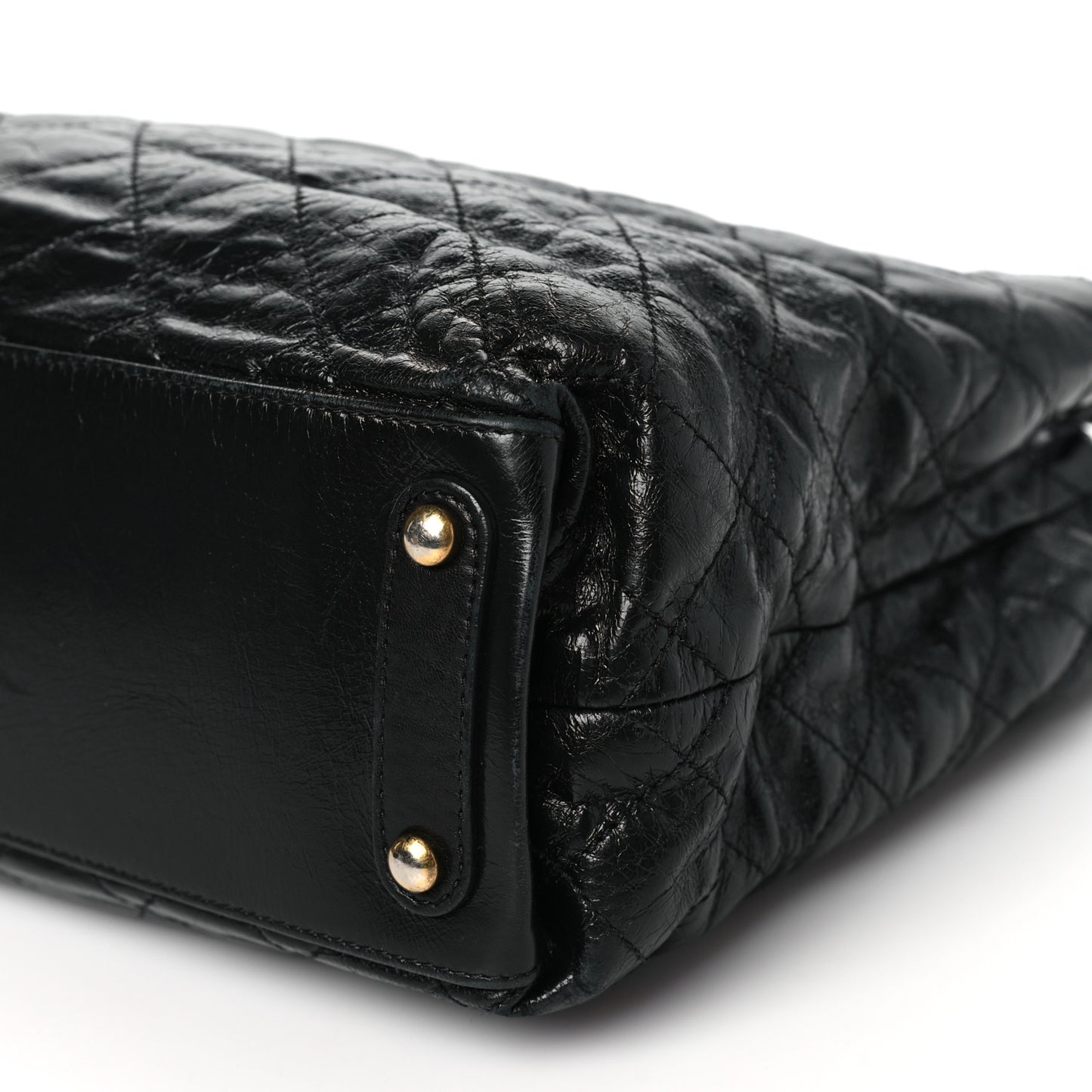 Glazed Calfskin Stingray Large Bindi CC Tote Black
