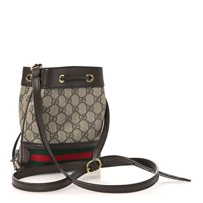 Gucci GG Supreme Monogram Web Mini Ophidia Bucket Bag Brown 2 of 11