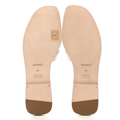 Hermes Box Calfskin Oran Sandals 41 Rose Pale 7 of 9