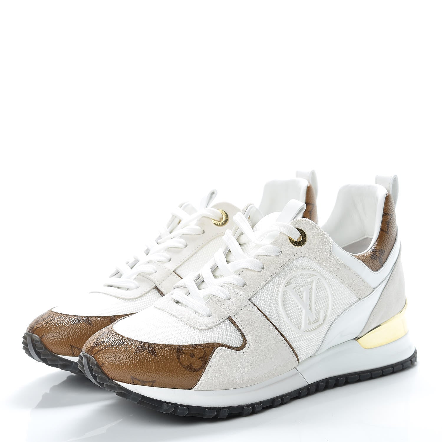 Louis Vuitton Suede Reverse Monogram Run Away Sneakers 37.5 White 3 of 8