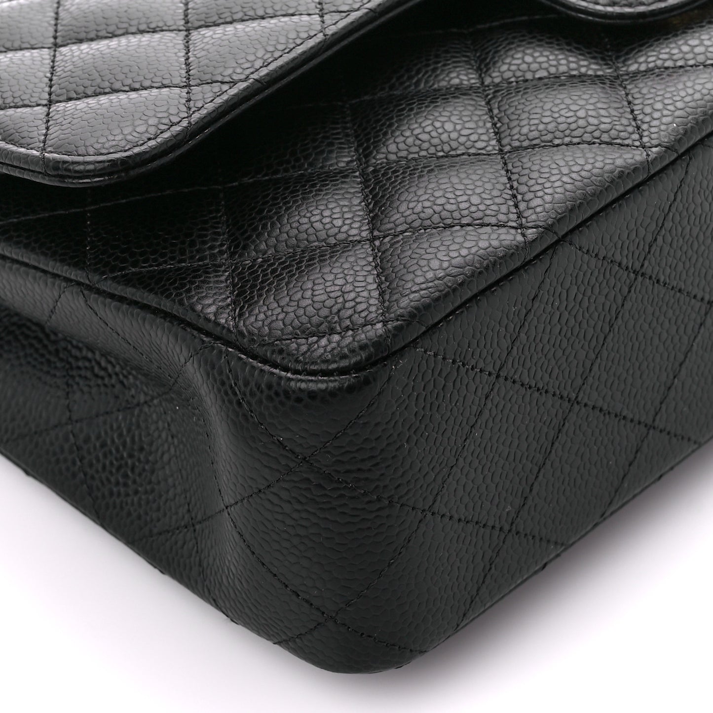 Caviar Quilted Medium Double Flap Black