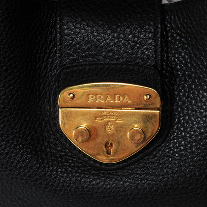 Prada Vitello Daino Pushlock Tote Black 10 of 10