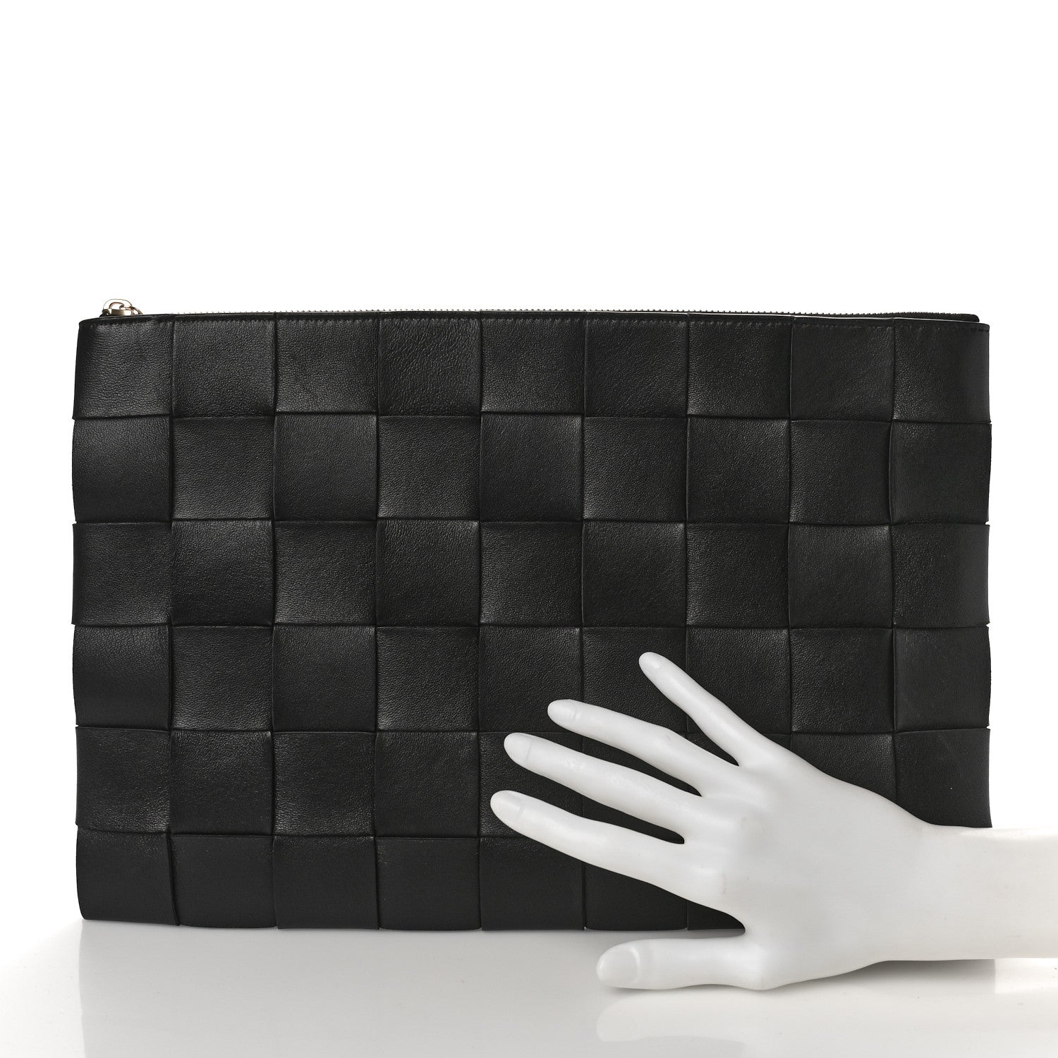 Bottega Veneta Nappa Maxi Intrecciato Large Cassette Flat Zip Pouch Black 2 of 9