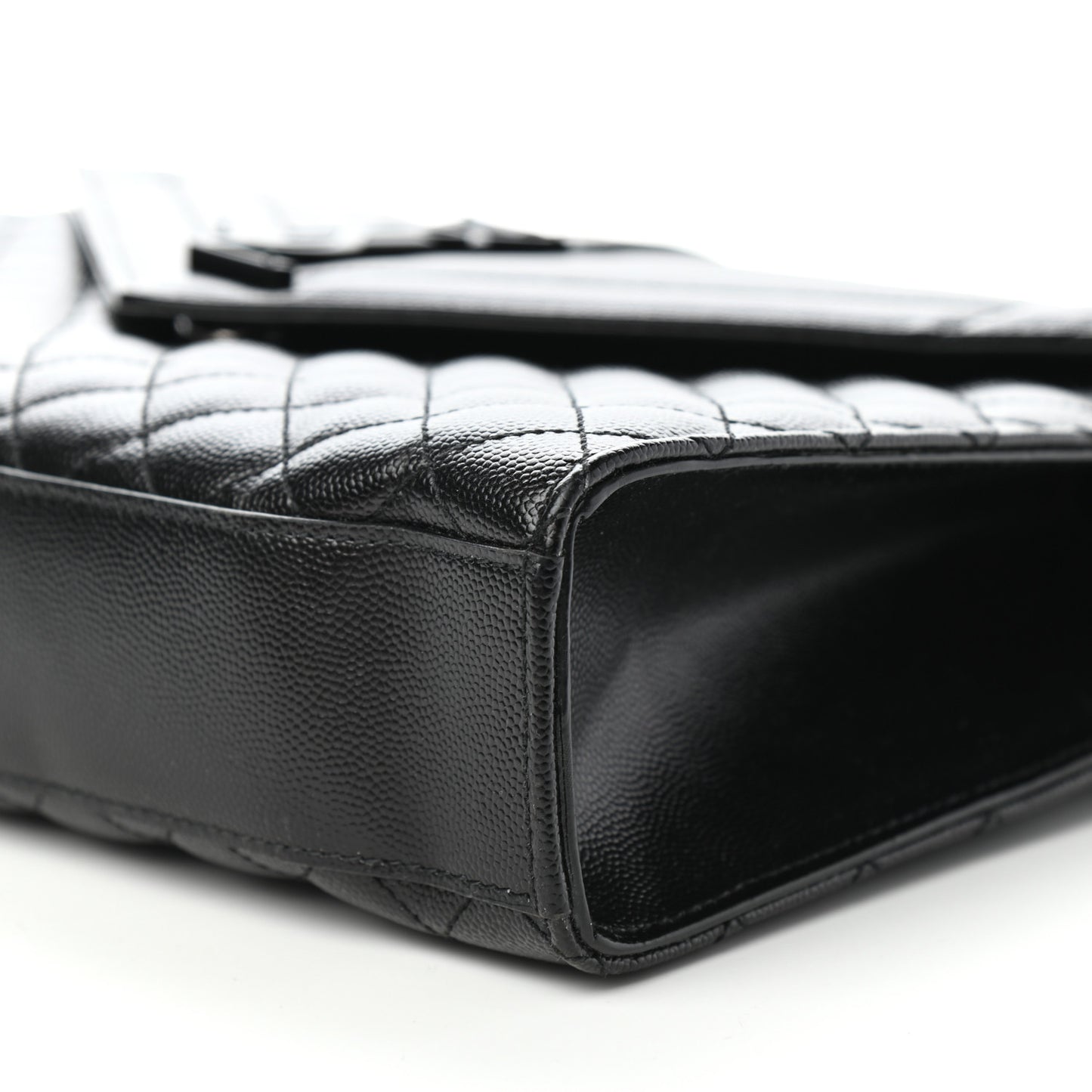 Grain De Poudre Textured Mixed Matelasse Large Triquilt Monogram Monochrome Satchel Black