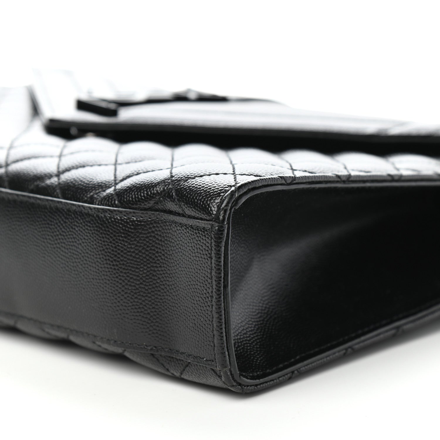 Saint Laurent Grain De Poudre Textured Mixed Matelasse Large Triquilt Monogram Monochrome Satchel Black 9 of 11