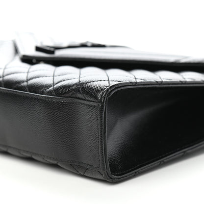 Saint Laurent Grain De Poudre Textured Mixed Matelasse Large Triquilt Monogram Monochrome Satchel Black 9 of 11