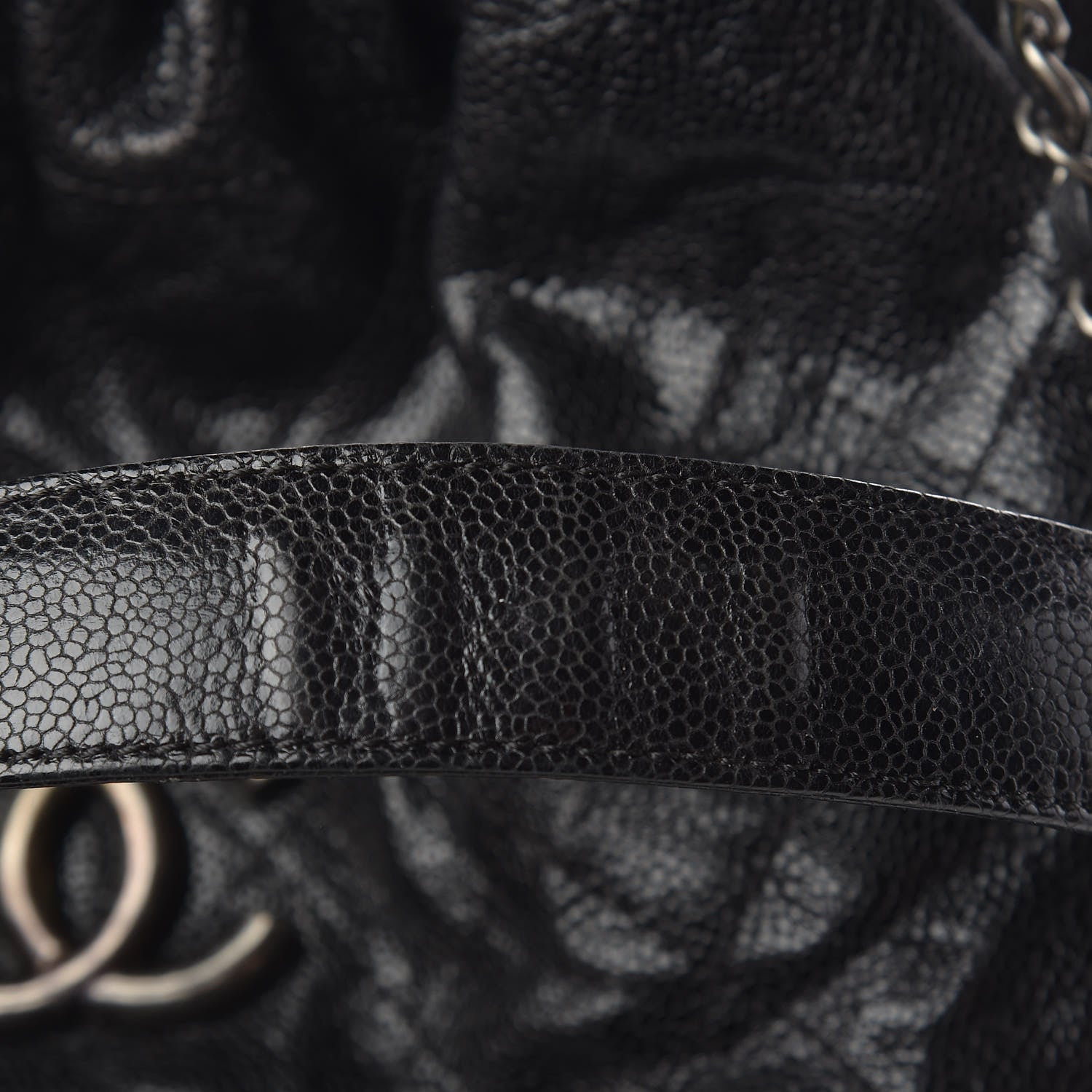 Chanel Distressed Glazed Caviar Quilted Large Elastic Tote Black 11 of 18