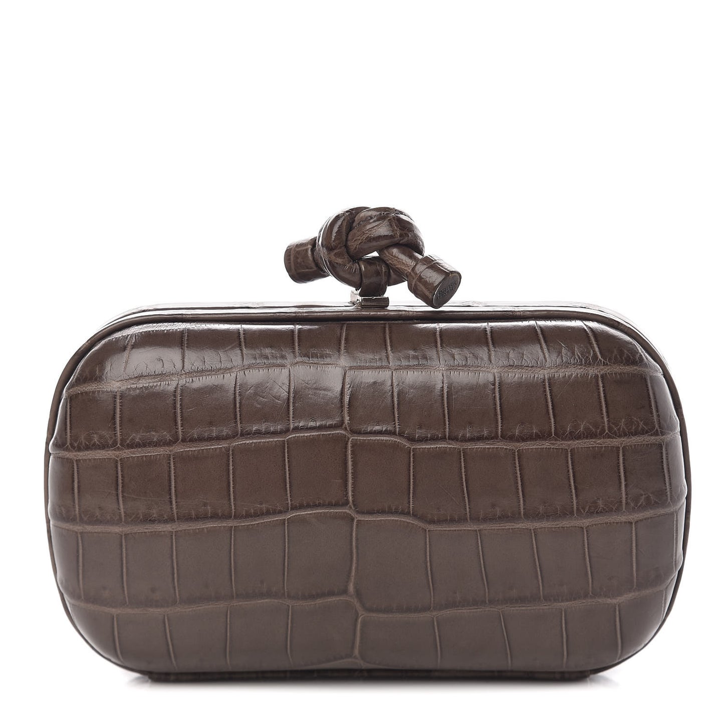 Crocodile Knot Clutch Brown