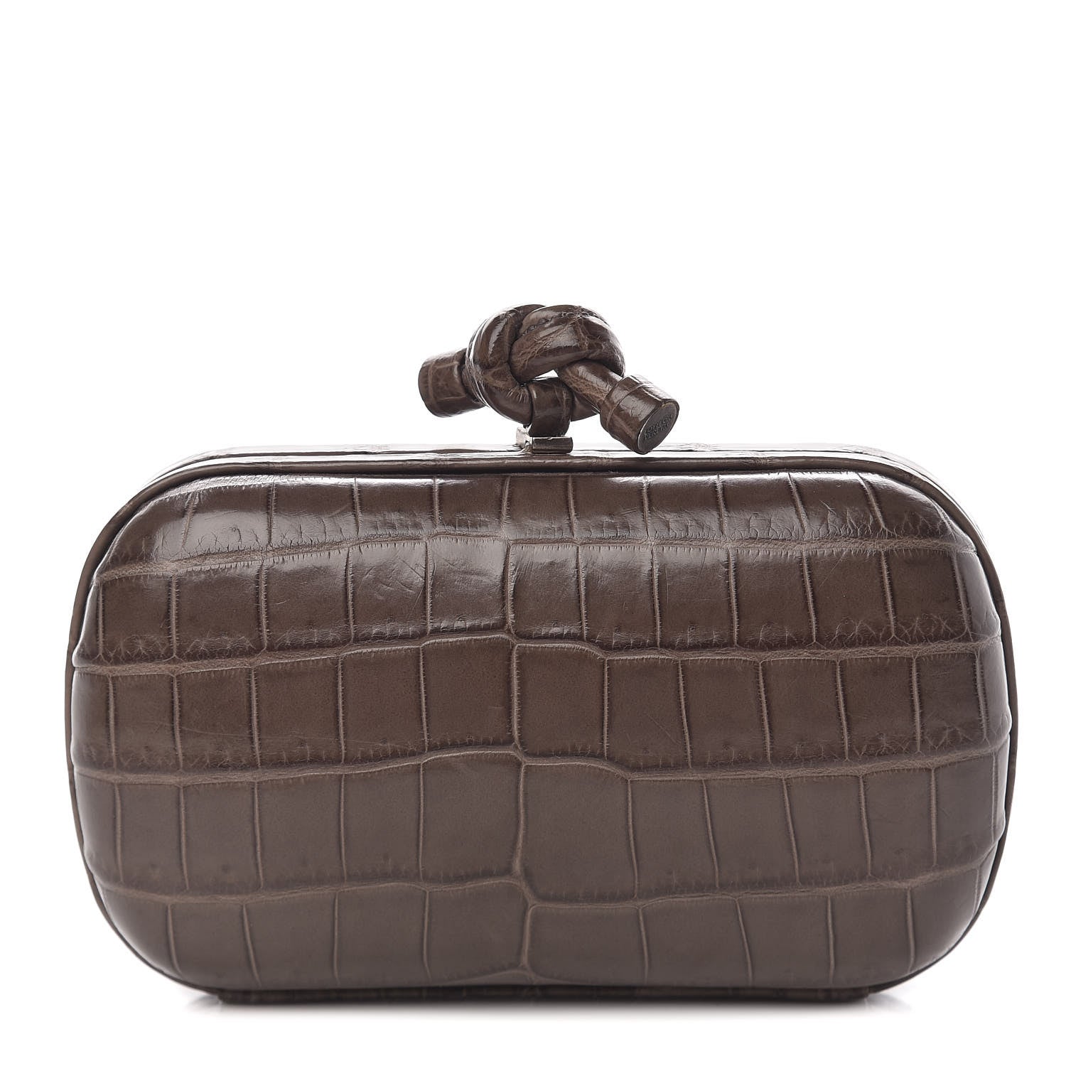 Bottega Veneta Crocodile Knot Clutch Brown 1 of 8