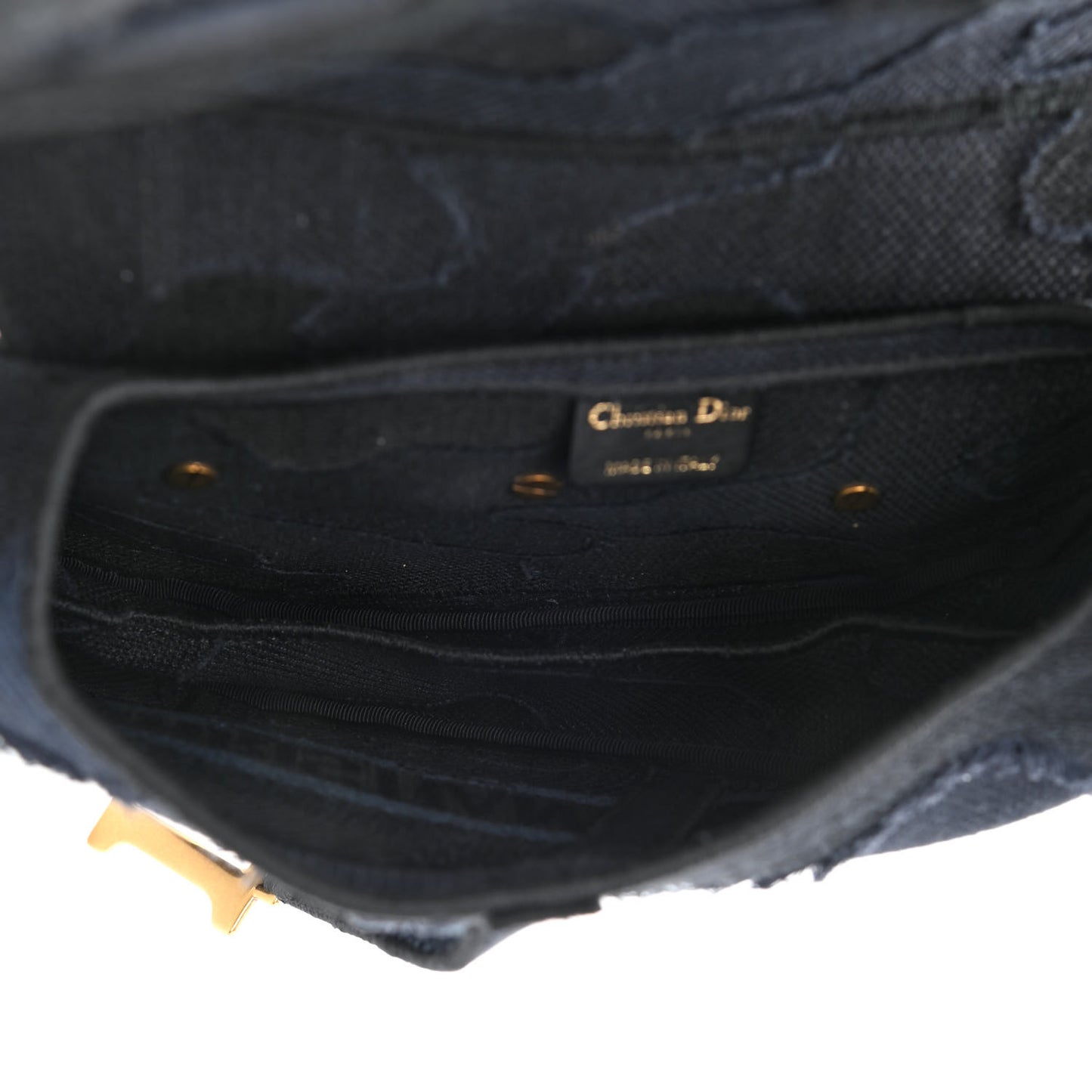 Canvas Embroidered Camouflage Saddle Bag Blue