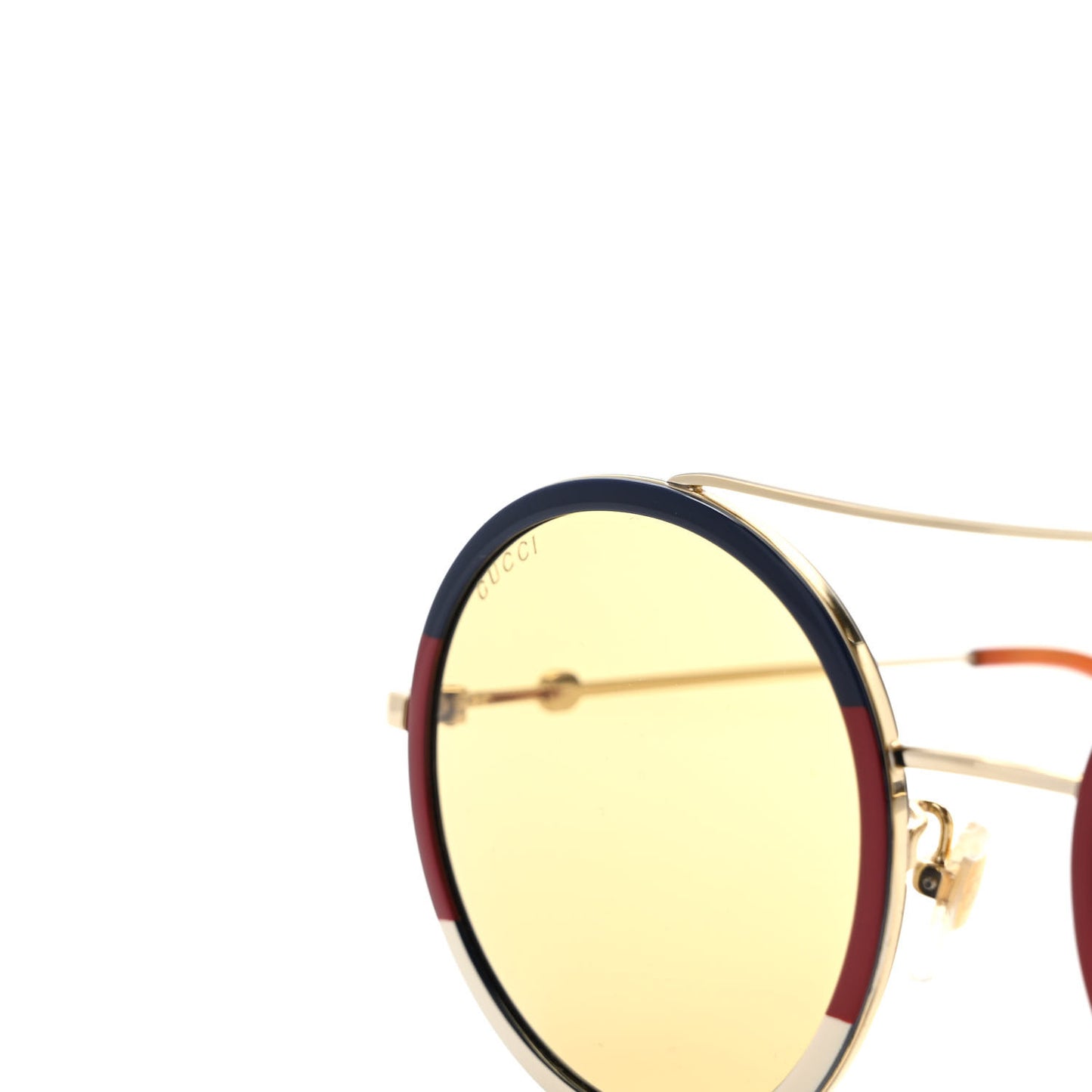 Metal Round Frame Sunglasses GG0061S Bleu Red White