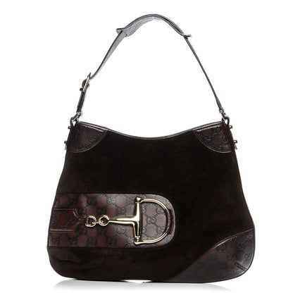 Gucci Guccissima Suede Hasler Hobo Dark Brown 1 of 8