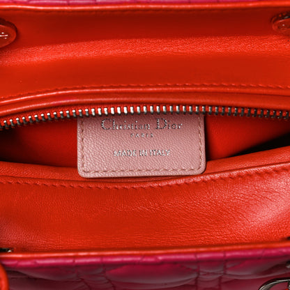 Christian Dior Lambskin Cannage Tri-Color Medium Lady Dior Orange Riviera Fuchsia Cosmopolitan Lipstick Natural 6 of 16