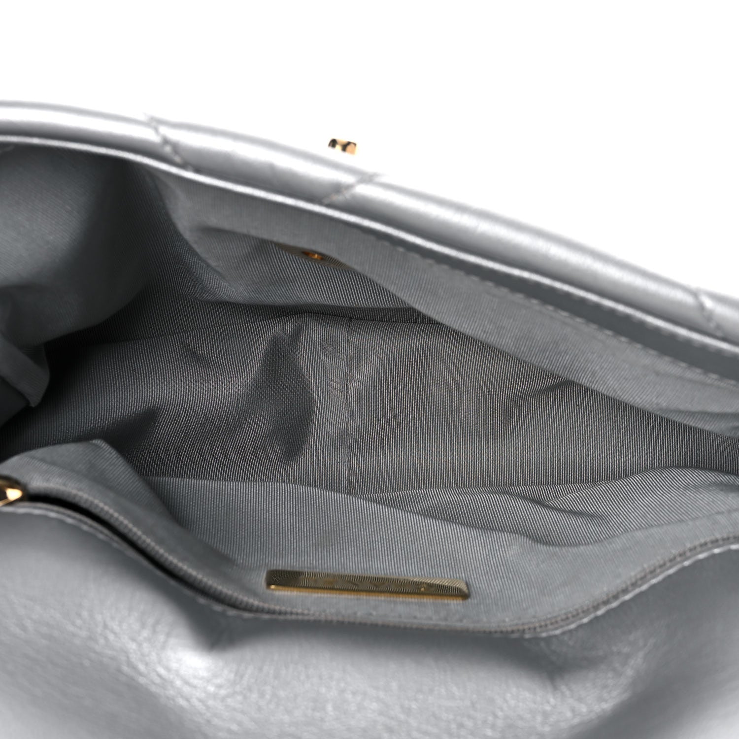 Chanel Metallic Goatskin Quilted Medium Chanel 19 Flap Silver 5 of 10