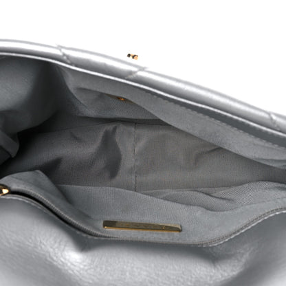 Chanel Metallic Goatskin Quilted Medium Chanel 19 Flap Silver 5 of 10