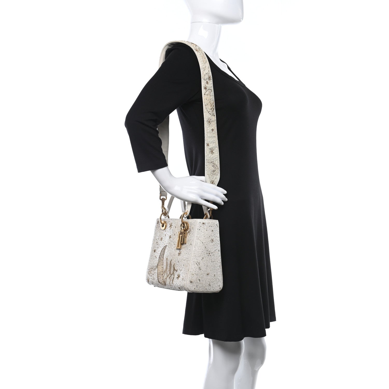 Christian Dior Smooth Calfskin Embroidered The Moon in My Eyes Medium Lady Dior White 2 of 13
