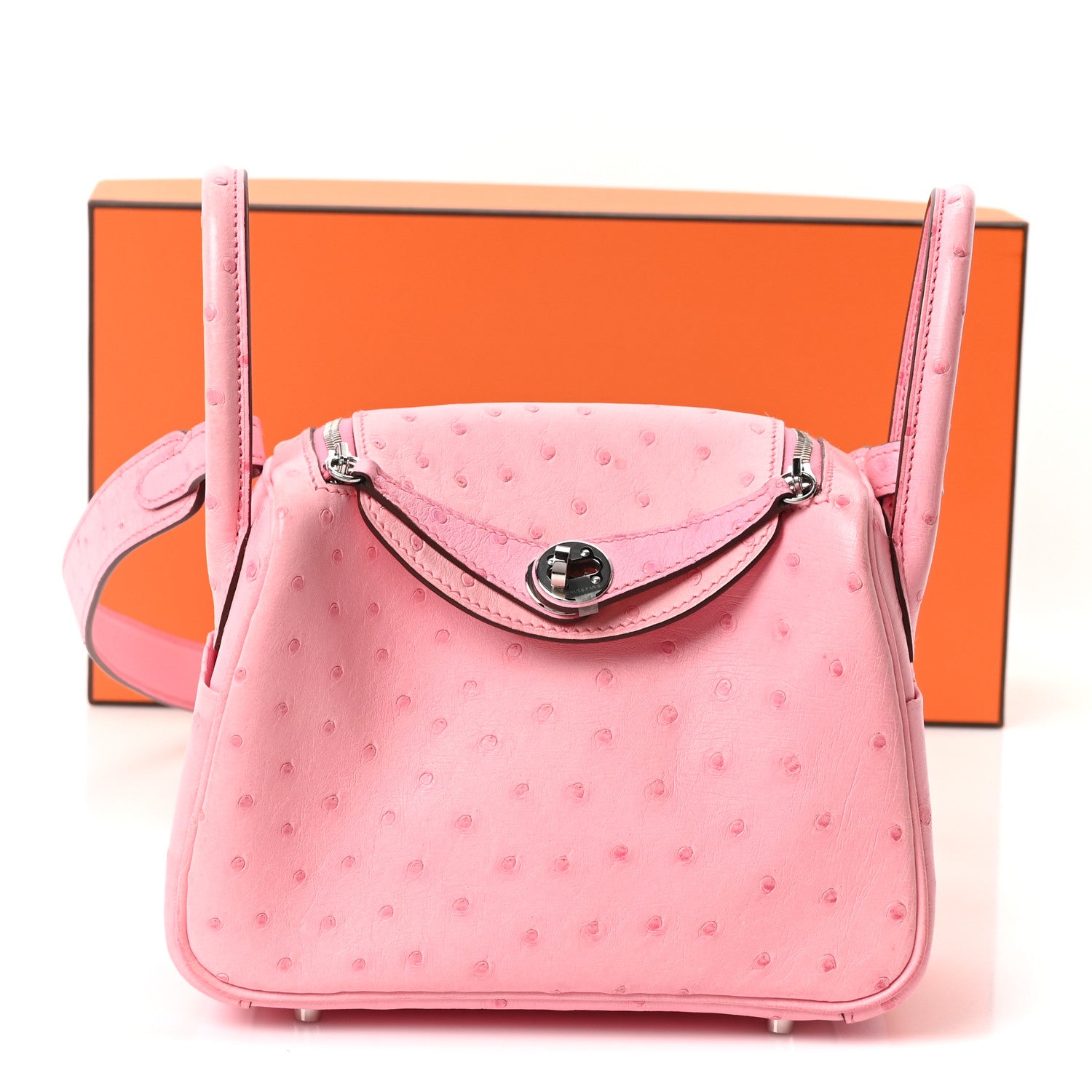 Hermes Ostrich Mini Lindy 20 Rose Bubblegum 10 of 10