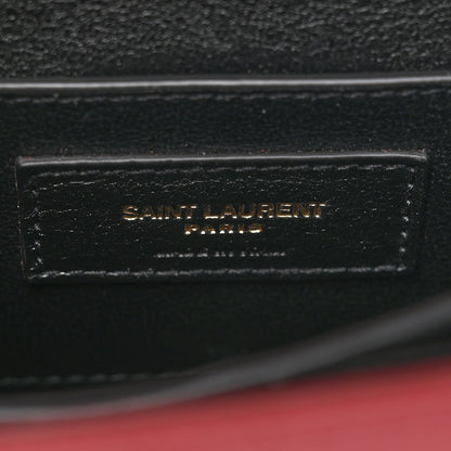 Saint Laurent Calfskin Crocodile Embossed Mini Classic Monogram Cassandra Top Handle Red 6 of 10
