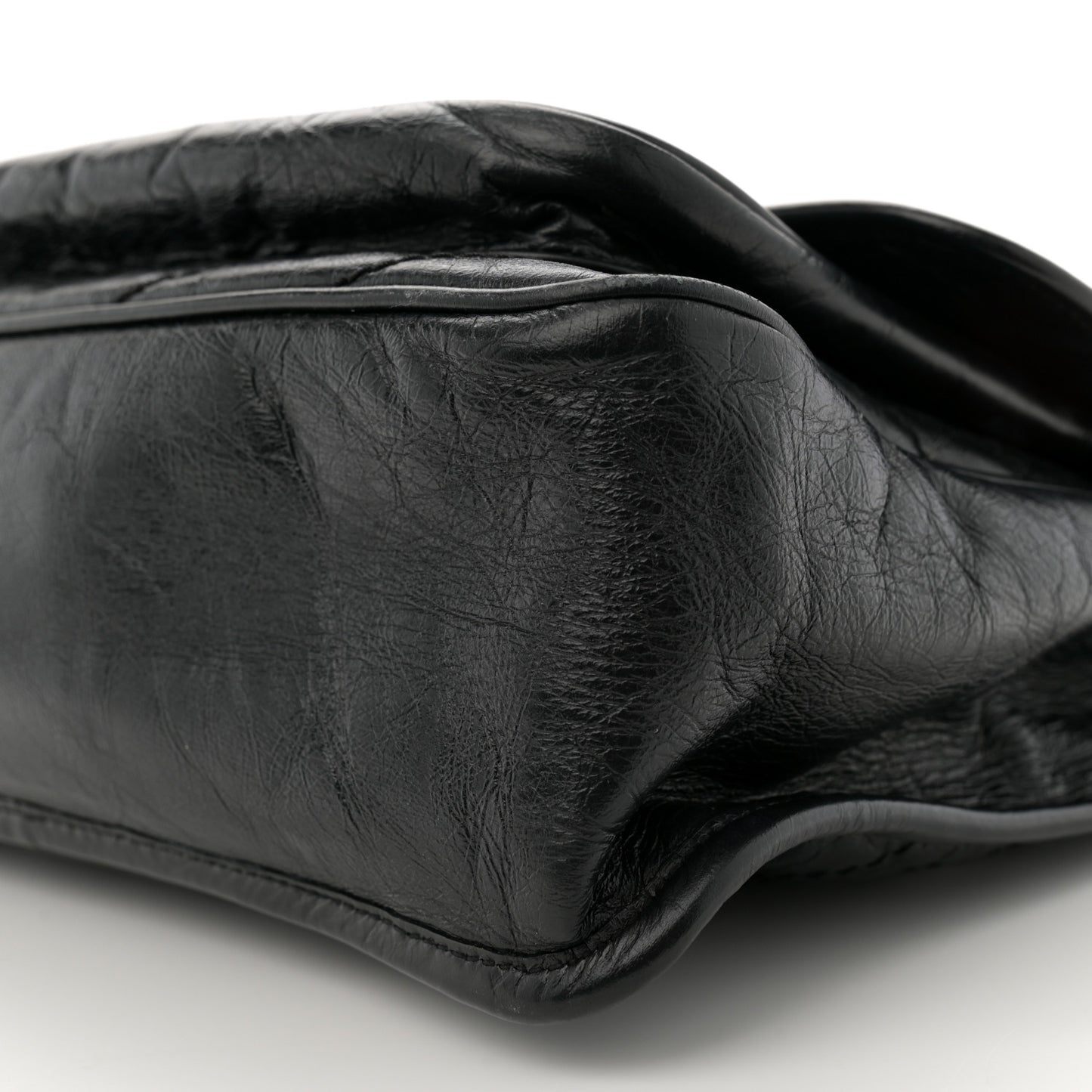 Crinkled Calfskin Matelasse Monogram Medium Niki Chain Satchel Black