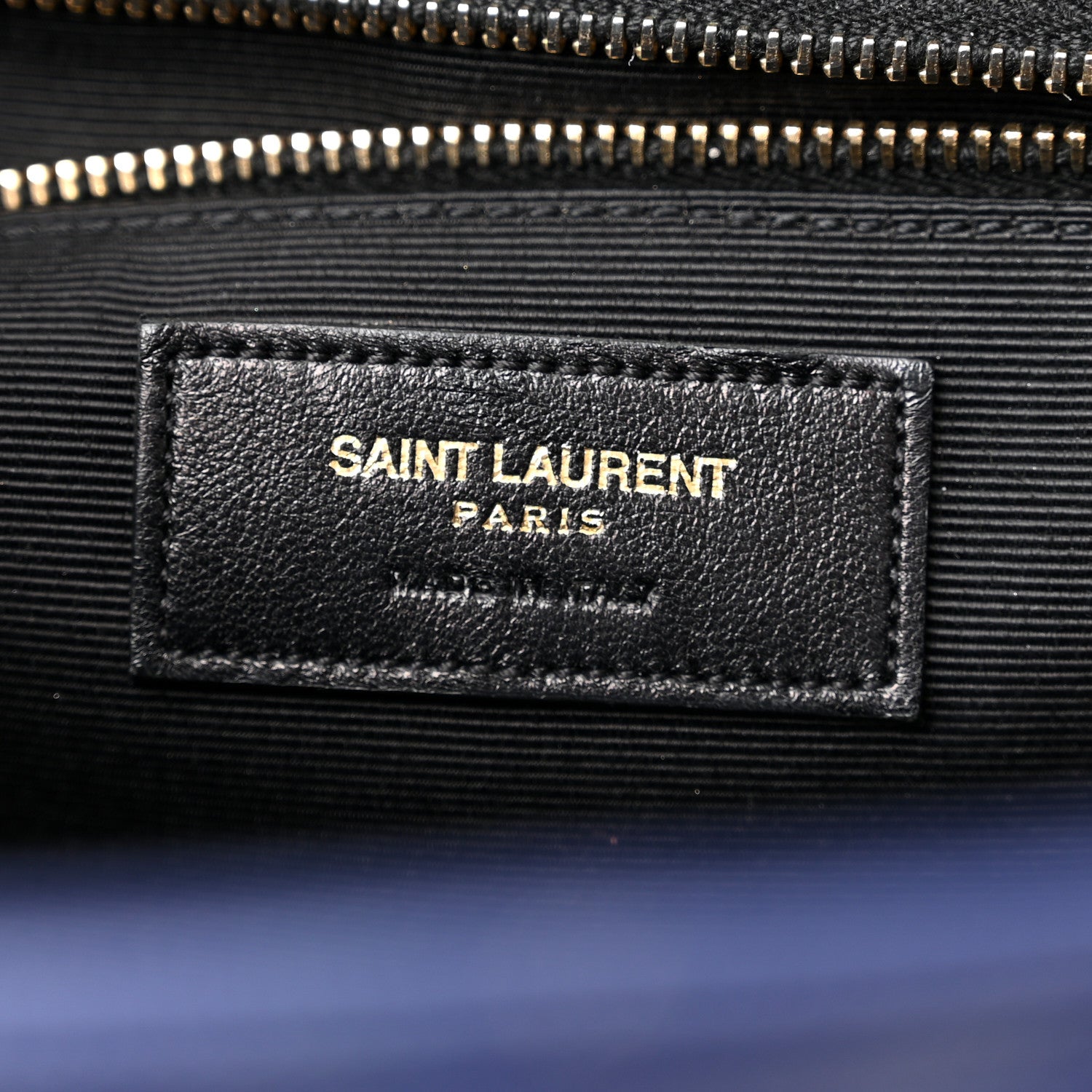 Saint Laurent Grain De Poudre Matelasse Chevron Large Monogram Satchel Navy Blue 6 of 10