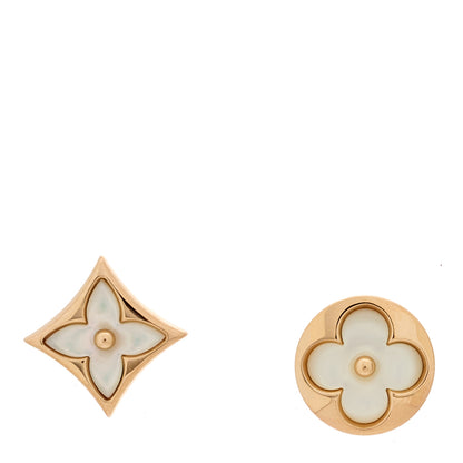Louis Vuitton 18K Pink Gold Mother of Pearl Color Blossom Star & Sun Stud Earrings 1 of 5