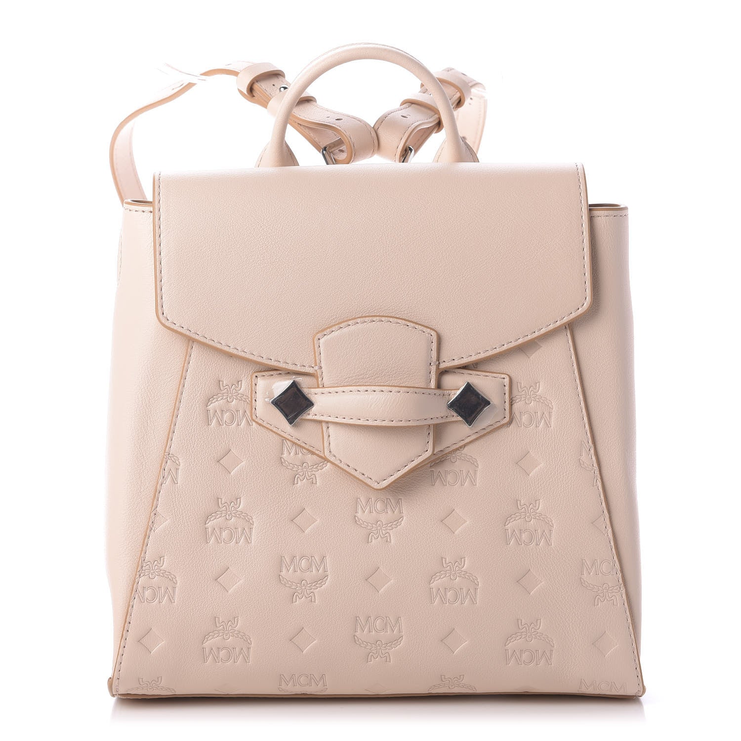 MCM Calfskin Essential Monogram Small Backpack Bisque 1 of 7