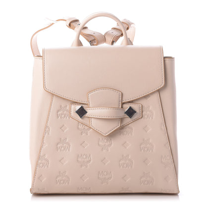 MCM Calfskin Essential Monogram Small Backpack Bisque 1 of 7